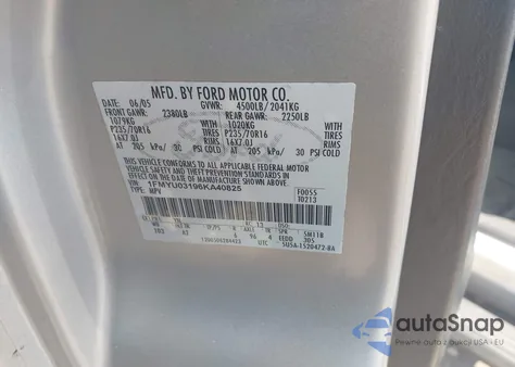 2006 Ford Escape Xlt/Xlt Sport from USA, damaged, VIN 1FMYU03196KA40825